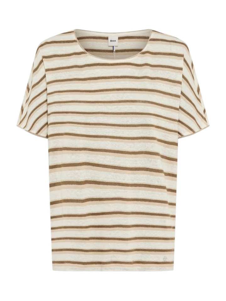 Beige gestreepte T-shirt Brax