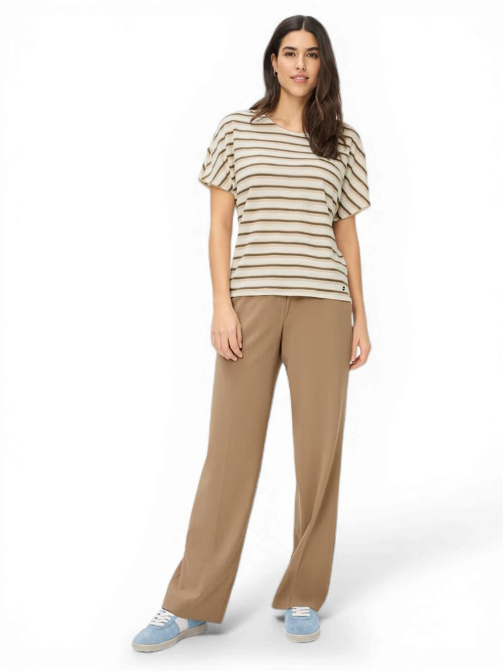 Beige gestreepte T-shirt Brax