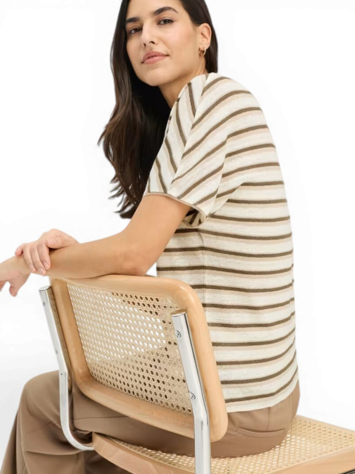 Beige gestreepte T-shirt Brax
