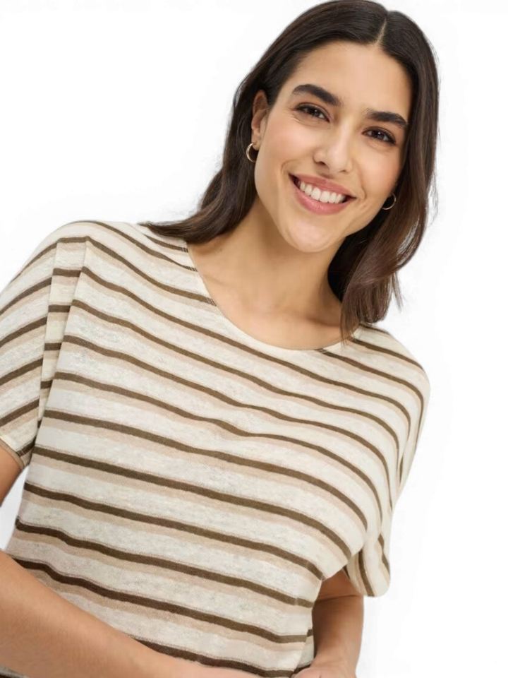 Beige gestreepte T-shirt Brax