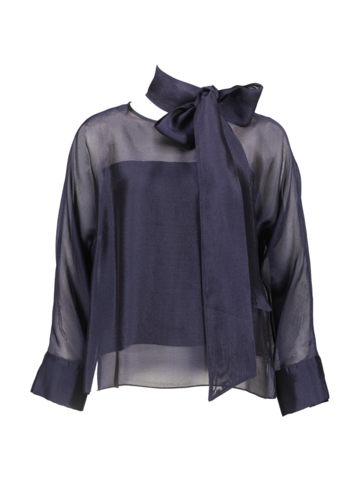 Donkerblauwe geklede blouse Flair Natan