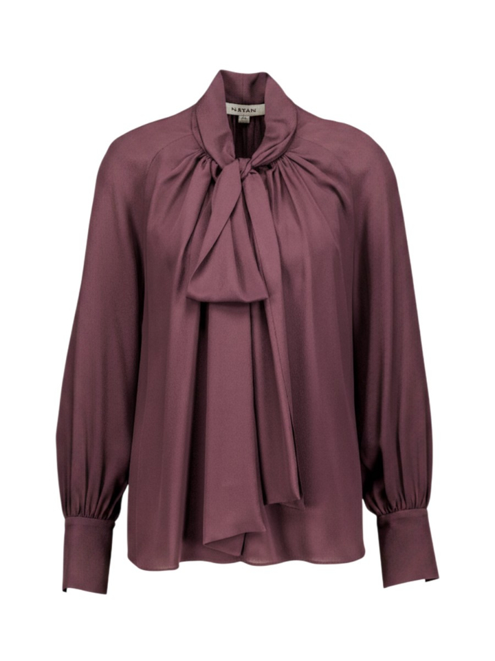 Bordeaux geklede bloes met strik Fable Natan 