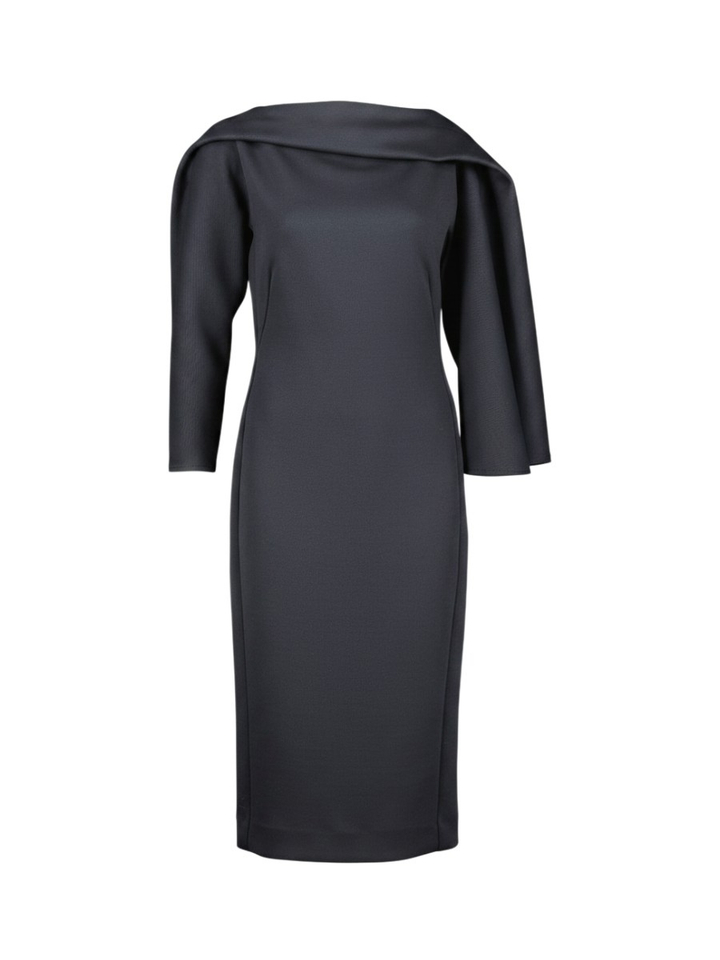 Donkerblauwe lang kleed met overslagdetail Fadoli Natan Edition 5