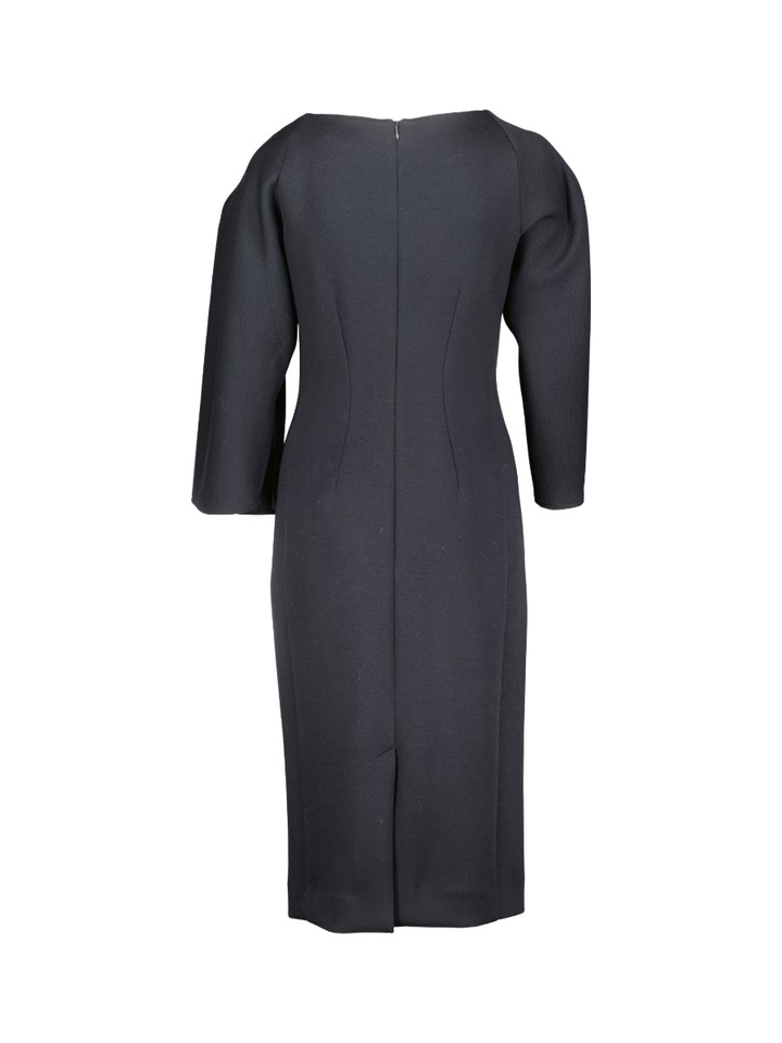 Donkerblauwe lang kleed met overslagdetail Fadoli Natan Edition 5