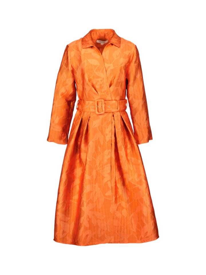 Oranje jurk in gestructureerde jacquard FENES Natan