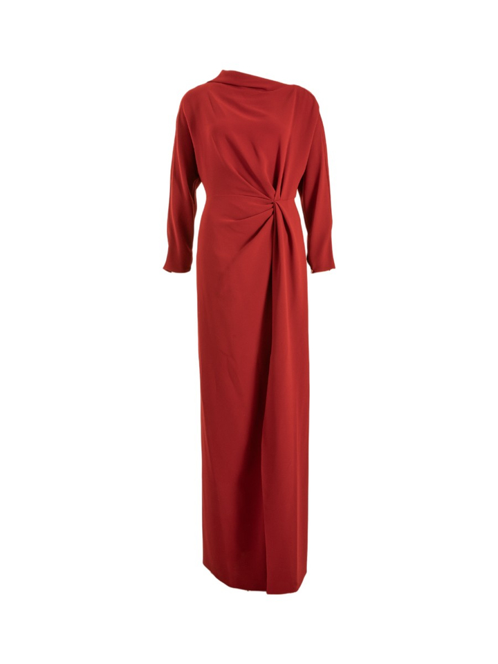 Rode lange jurk met plooidetail in taille Faith Natan Edition 6