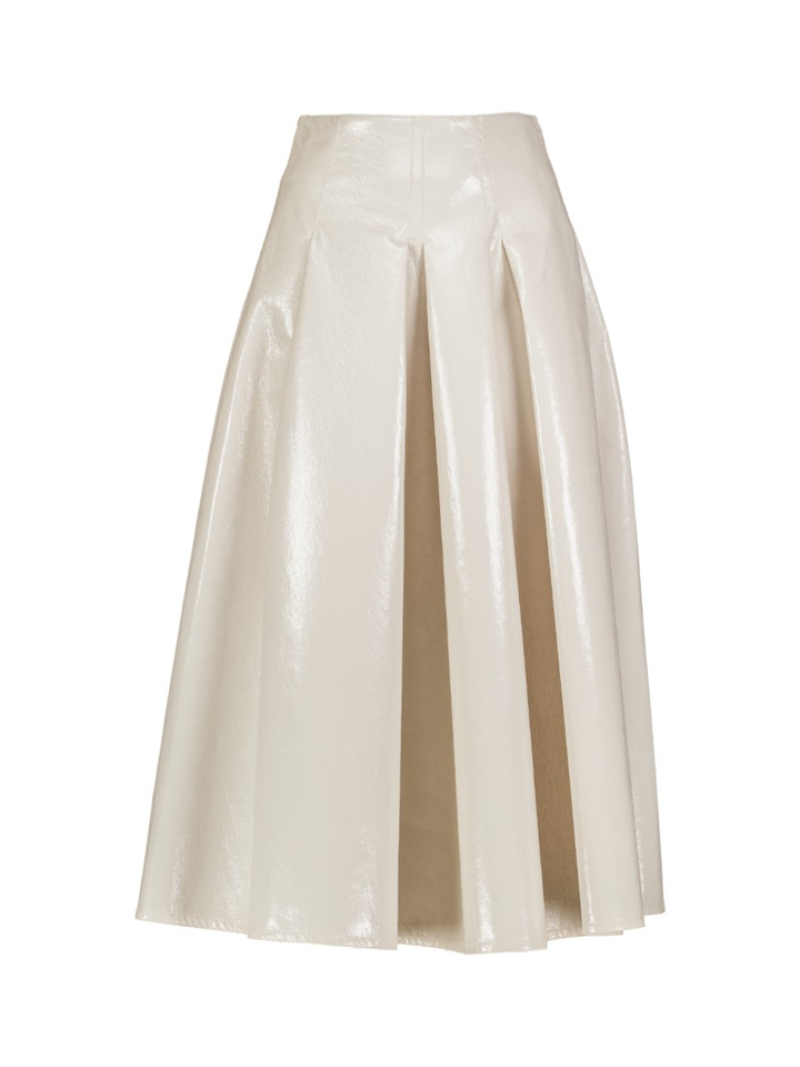 Ecru halflange rok in lederlook Famon Natan