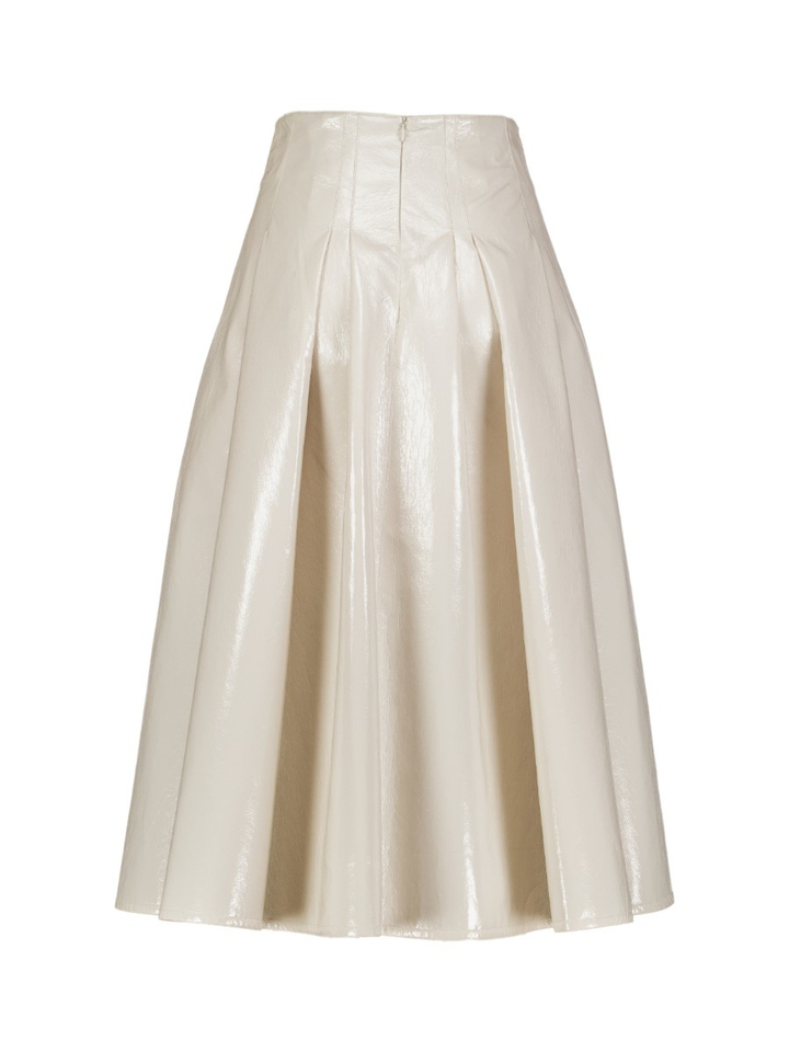 Ecru halflange rok in lederlook Famon Natan