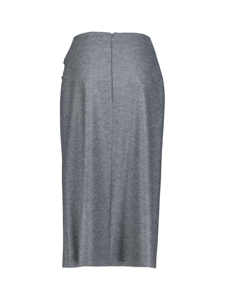 Grijze halflange rok in wol met split en riem detail Fume Natan