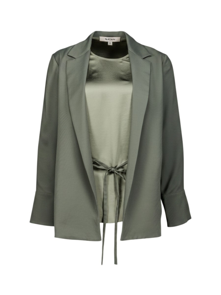 Kaki groene blazer met samenhangende bloes Fesar Natan 