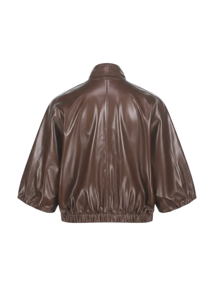 Bruine vest met strik in lederlook Flou Natan
