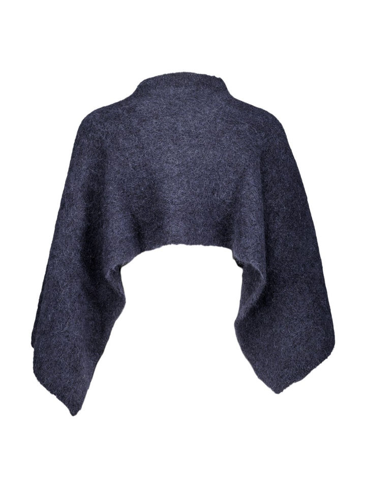 Donkerblauwe wollen korte poncho Oxana Alpamix Natan
