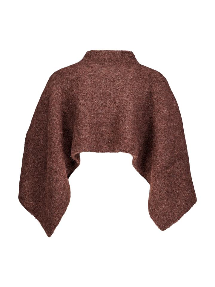 Donkerbruine wollen korte poncho Oxana Alpamix Natan 