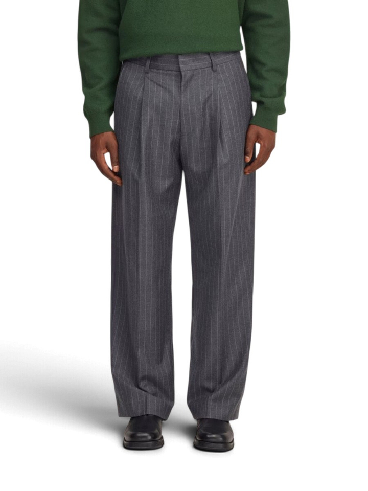Grijs/wit gestreepte broek met plooien NN.07