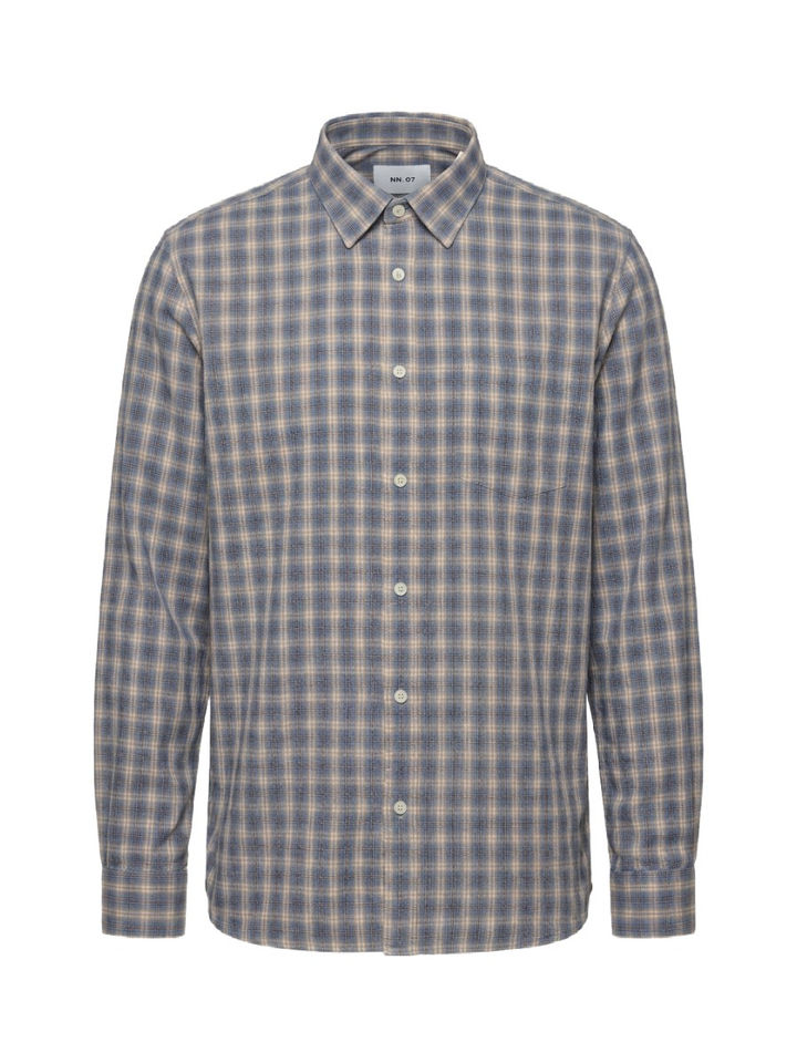 Blue check katoenen hemd (regular fit) met ruiten en lange mouwen Deon NN.07