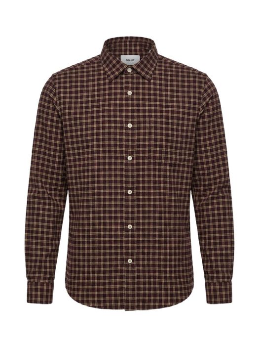 Bordeaux check katoenen hemd (regular fit) met ruiten en lange mouwen Deon NN.07