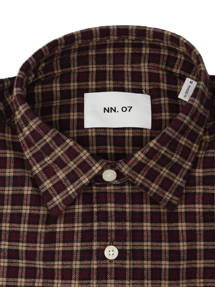 Bordeaux check katoenen hemd (regular fit) met ruiten en lange mouwen Deon  NN.07