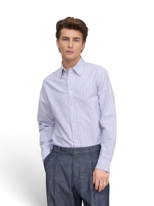 Blauw gestreept katoenen hemd ( regular fit ) met lange mouwen NN.07
