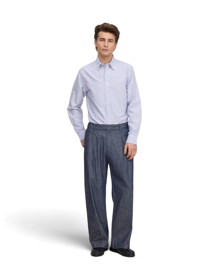 Blauw gestreept katoenen hemd ( regular fit ) met lange mouwen NN.07