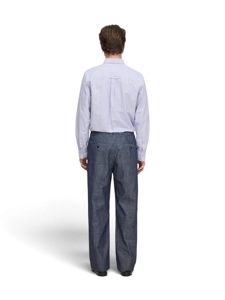 Blauw gestreept katoenen hemd ( regular fit ) met lange mouwen NN.07