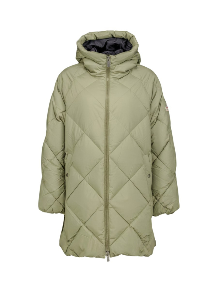 Kaki halflange donsjas met capuchon Adele Parka Pyrenex
