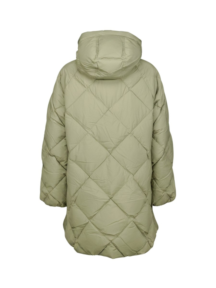 Kaki halflange donsjas met capuchon Adele Parka Pyrenex
