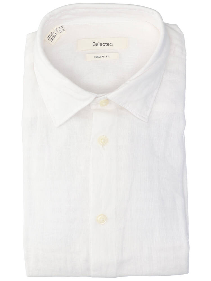 Wit linnen hemd (regular fit) met lange mouwen Selected 