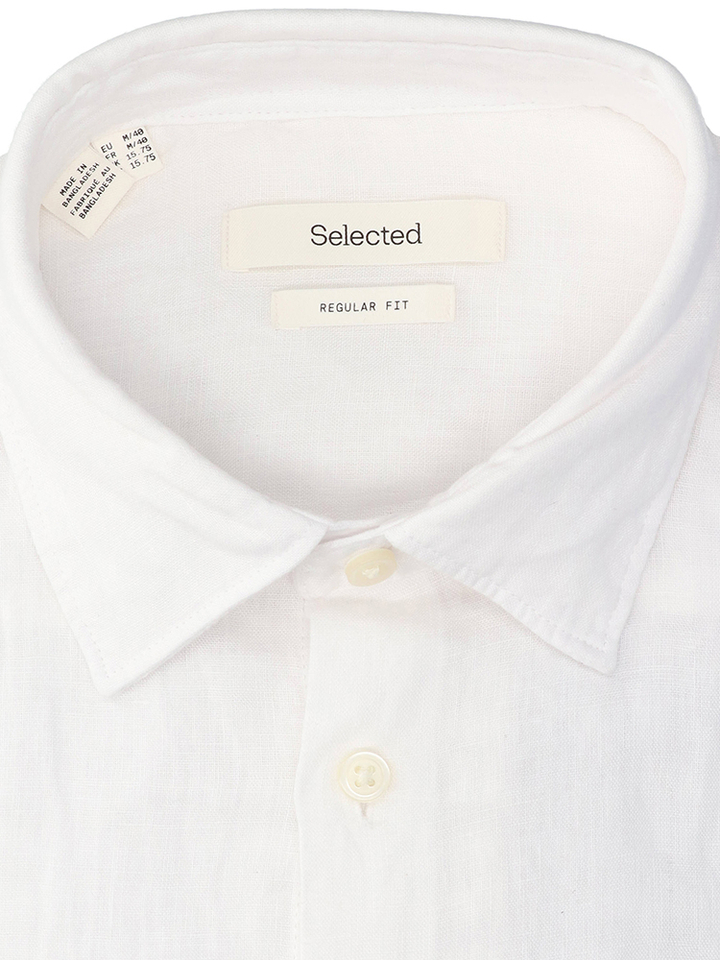Wit linnen hemd (regular fit) met lange mouwen Selected 