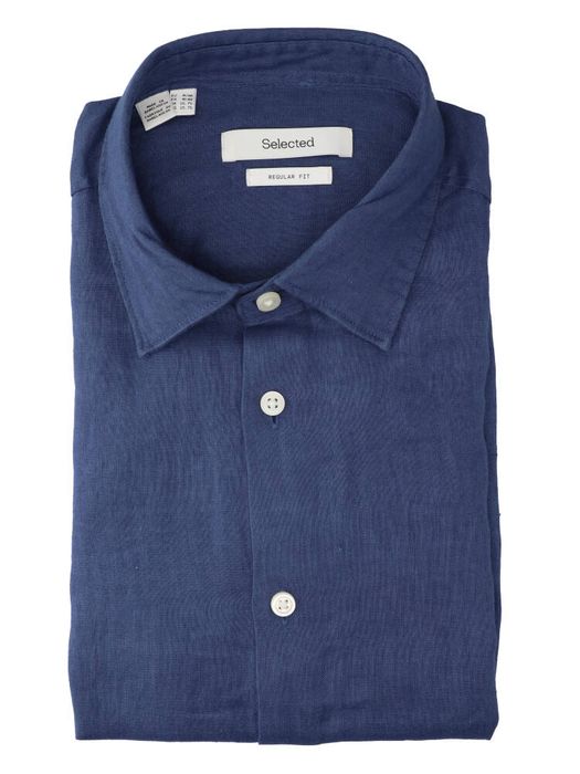 Oceana linnen hemd (regular fit) met lange mouwen Selected