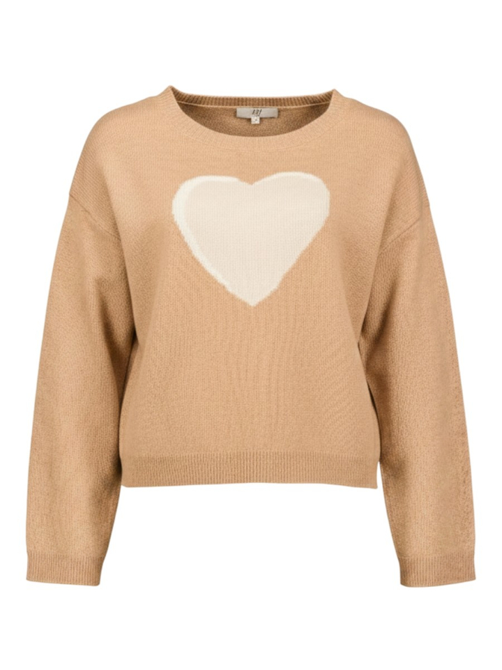 Beige trui met hart detail Jeff