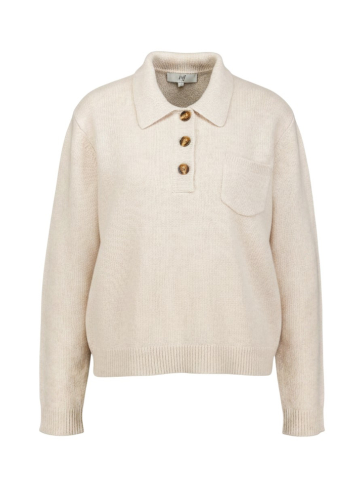 Beige wollen trui met polo kraag Loops Jeff