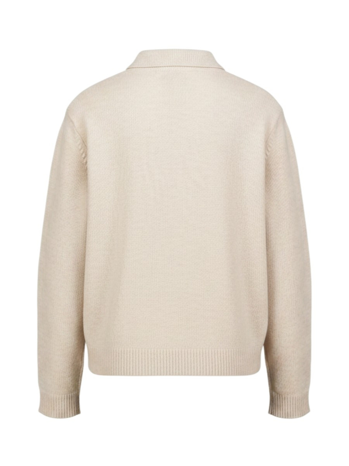 Beige wollen trui met polo kraag Loops Jeff