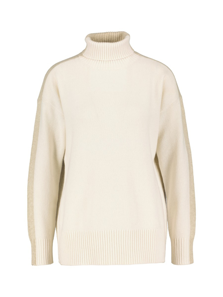 Multicolor beige wollen trui met rolkraag Dylan Jeff