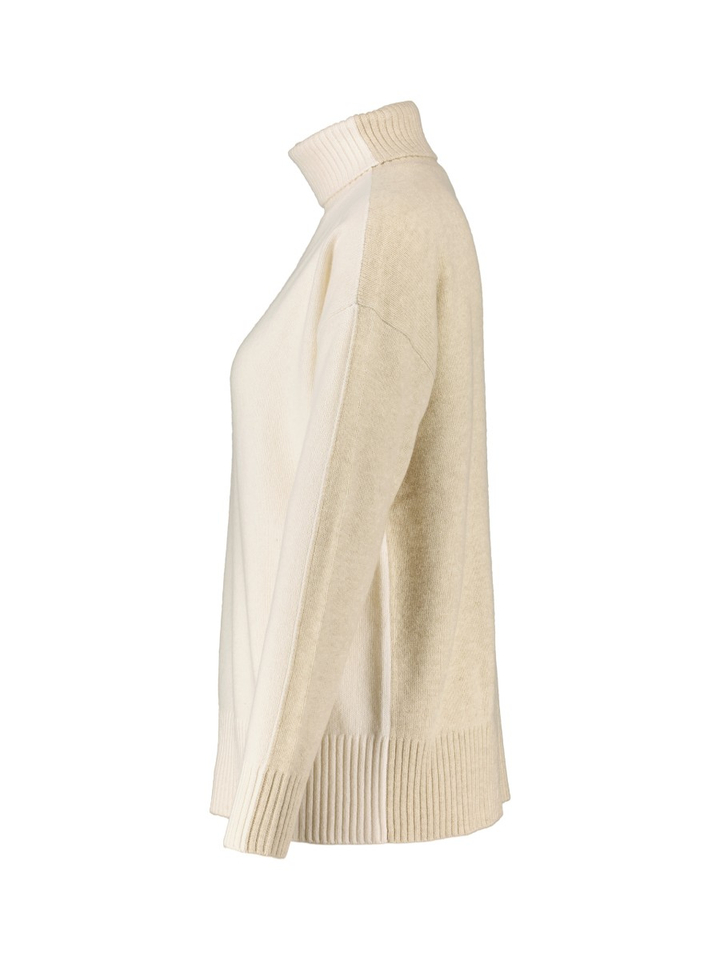 Multicolor beige wollen trui met rolkraag Dylan Jeff