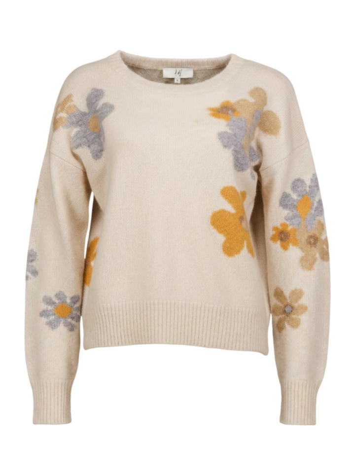 Beige trui met bloemenprint Jeff