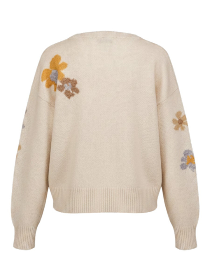 Beige trui met bloemenprint Jeff