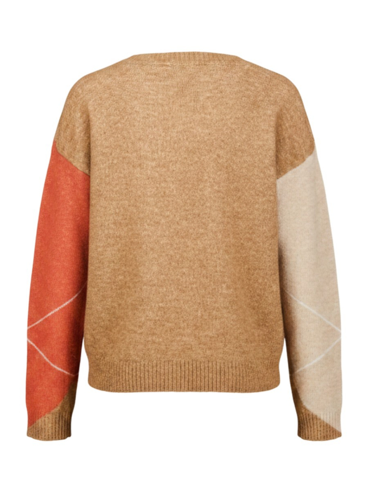 Camel trui met ruitmotief Aspen Jeff