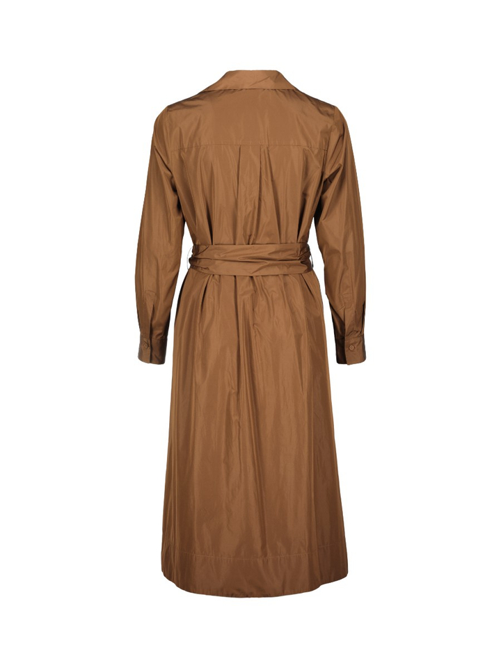 Bruine midi-jurk in glanzende stof Rosso 35