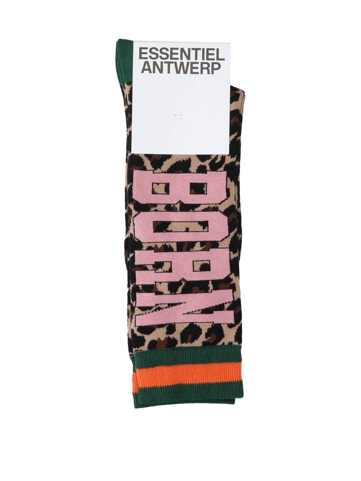 Bruine, eroze en donkergroene leopard-print kousen met Born Ready Keast Essentiel