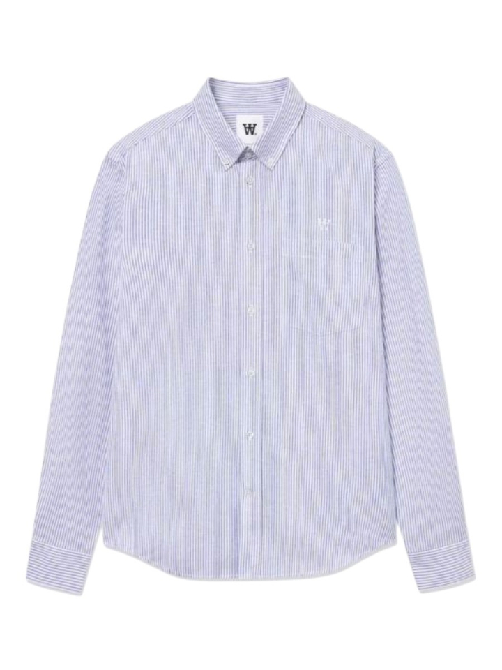 Blauw/wit gestreepte hemd regular fit Double A By Wood Wood