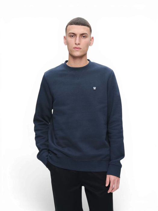 Donkerblauwe katoenen sweater Doubke A By Wood Wood