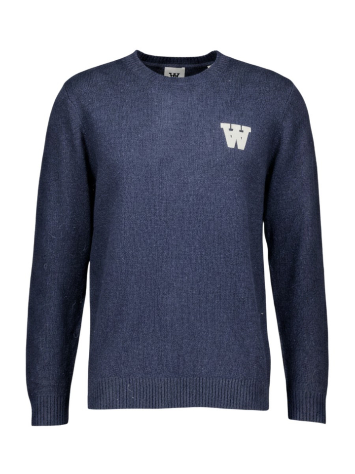 Donkerblauwe wollen pull Double A By Wood Wood