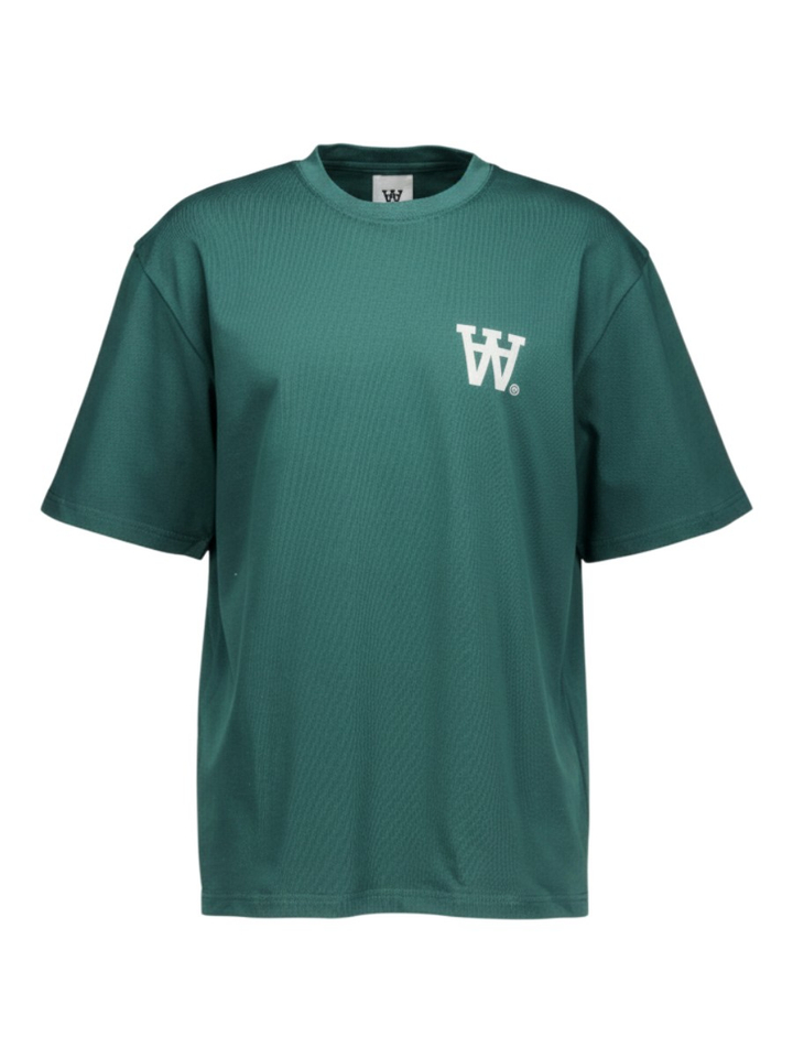 Donkergroene t-shirt met logo Double A Wood Wood