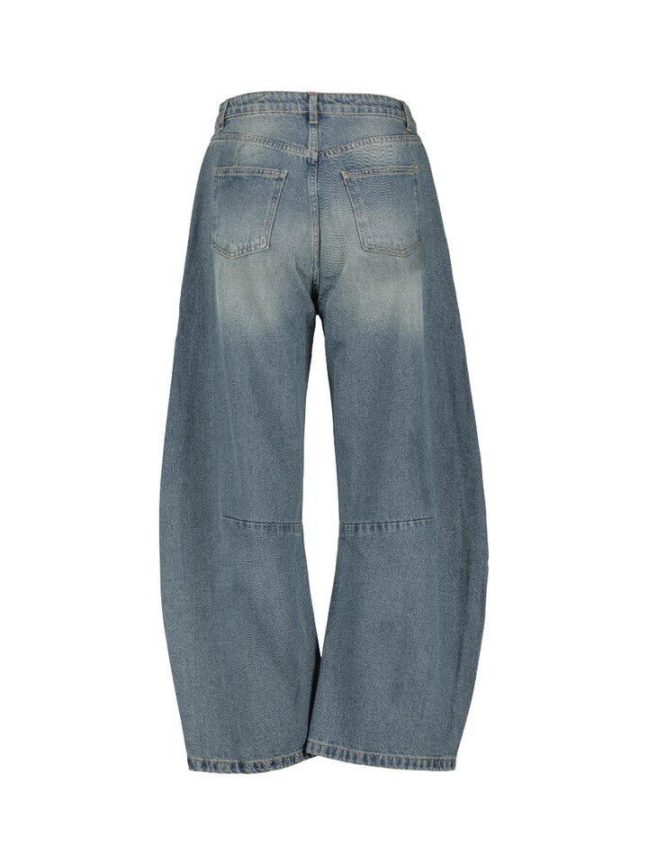 Denim blauwe barrel fit jeans O'mer 