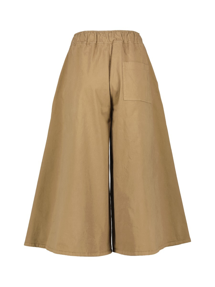 Camel kleurige wijde broek met elastiek O'mer