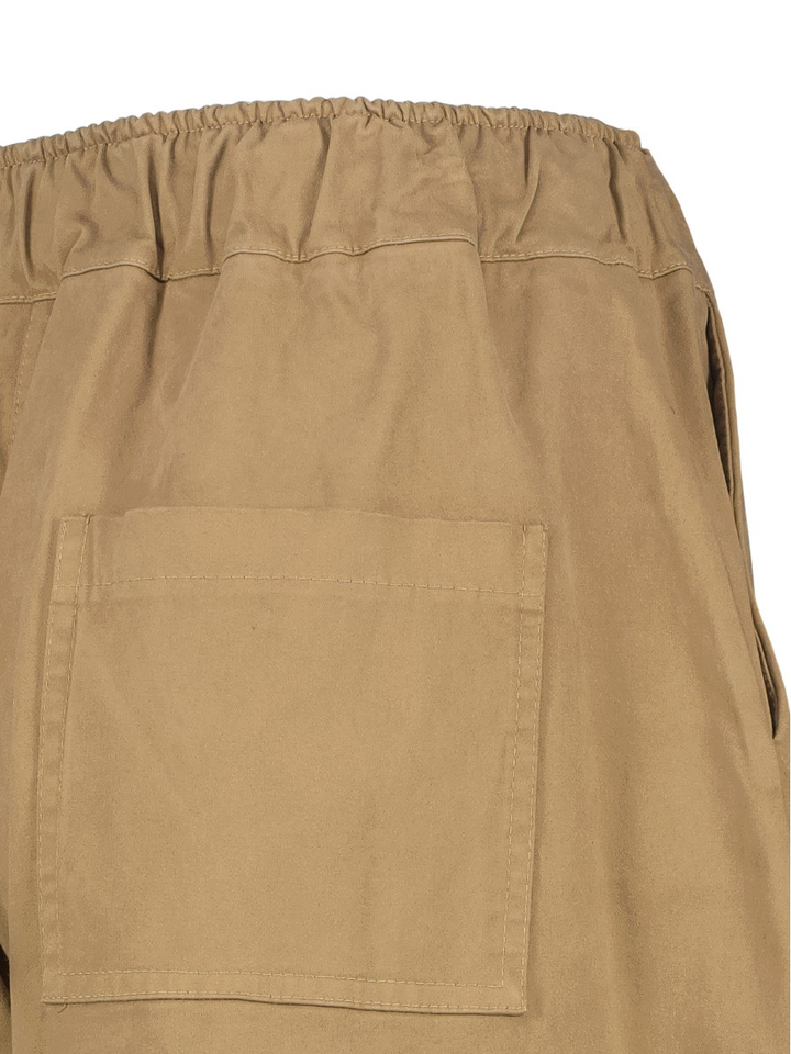 Camel kleurige wijde broek met elastiek O'mer