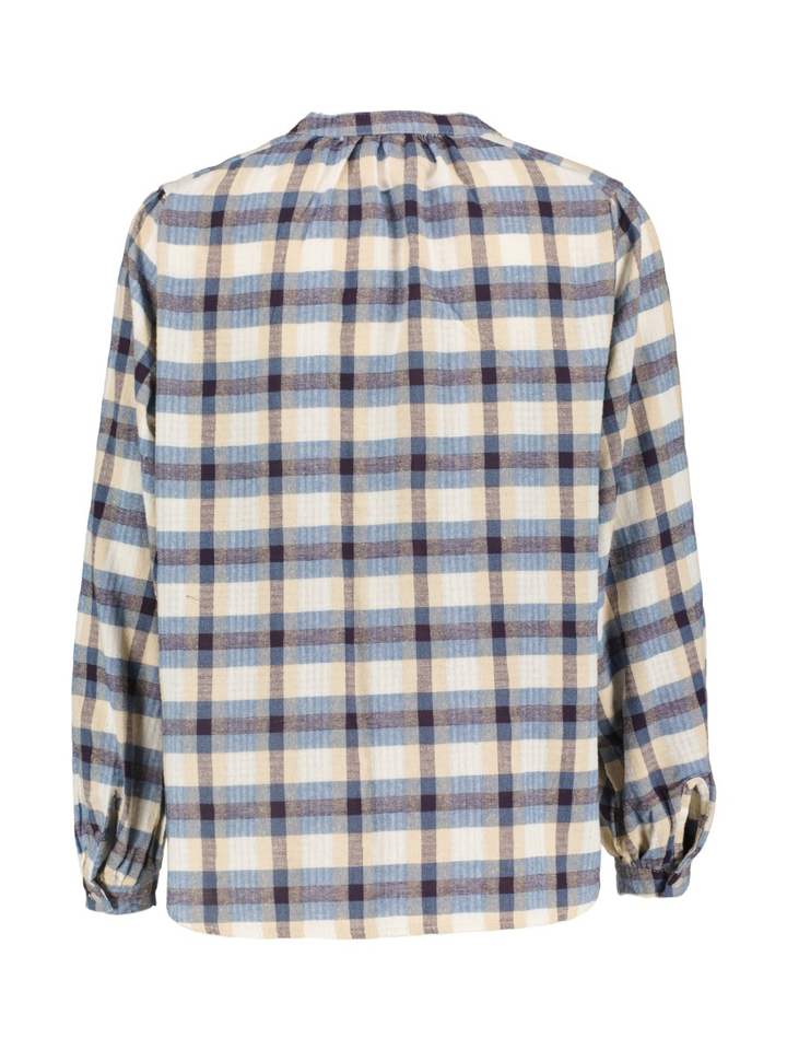 Blauwe geruite blouse met lange mouwen O'mer