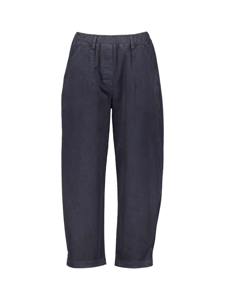 Donkerblauwe barrel fit broek met elastiek O'mer