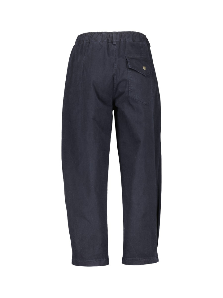 Donkerblauwe barrel fit broek met elastiek O'mer