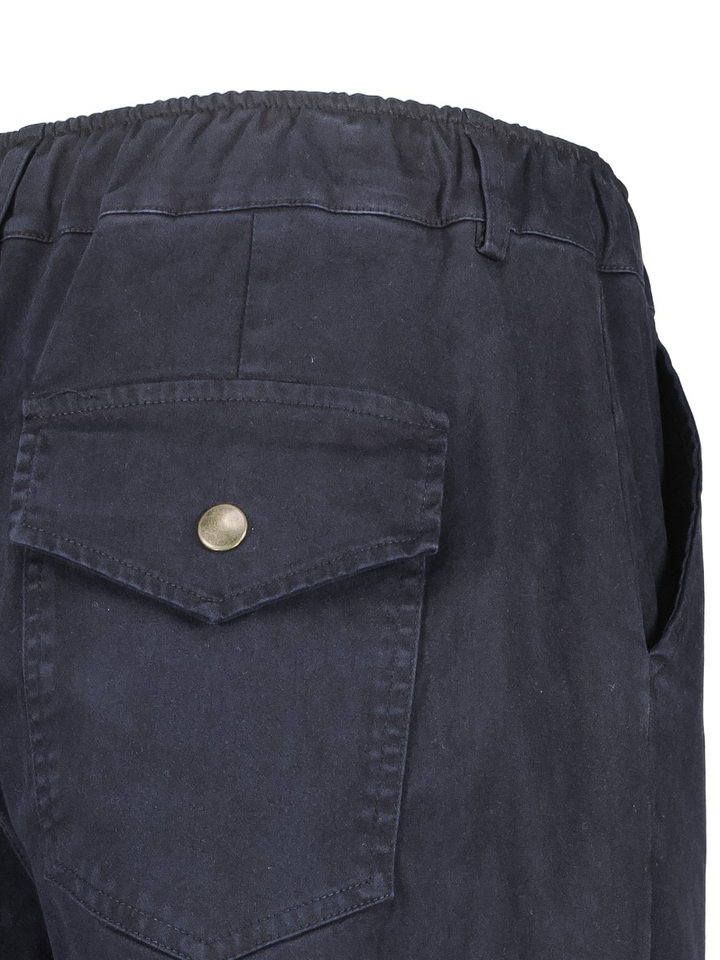 Donkerblauwe barrel fit broek met elastiek O'mer